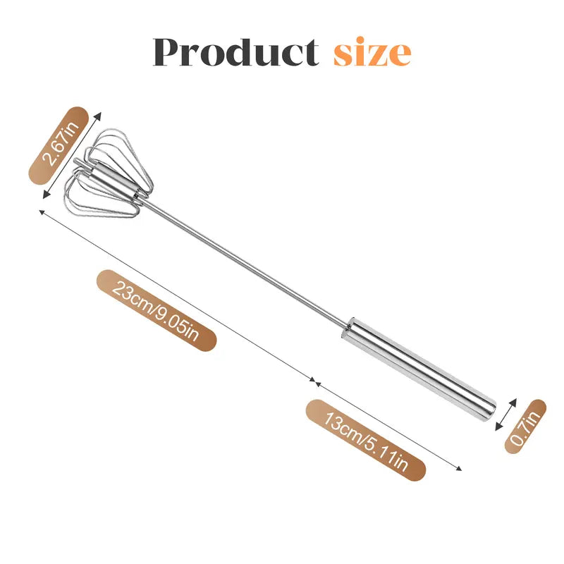 Food-Grade Stainless Steel Hand-Push Rotary Whisk – Rust-Resistant, Easy-Clean Kitchen Tool