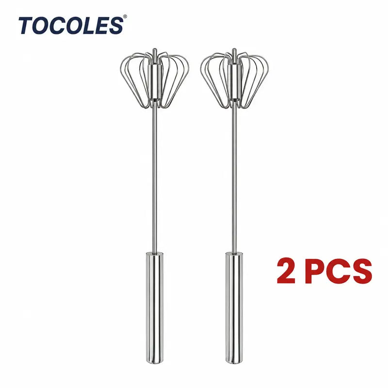 Food-Grade Stainless Steel Hand-Push Rotary Whisk – Rust-Resistant, Easy-Clean Kitchen Tool